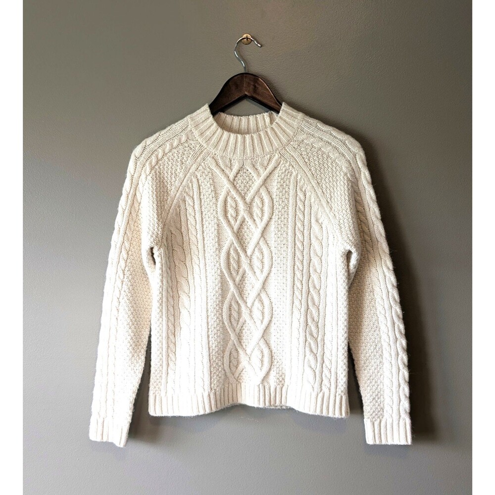 Abercrombie & Fitch Sweater Womens Small S Cream Cable Knit Mock Neck Pullover